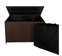 Coffre De Rangement En Rotin Marron, Grande Capacité 582 L, Portable Avec Roues & Poignée, Résistant Aux Uv & Intempéries, Ouverture Assistée Par Gaz, Jardin Patio Terrasse [Sac Imperméable Inclus] Ma