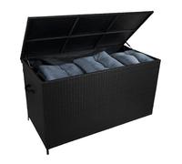 Coffre De Rangement En Rotin Noir, Grande Capacité 582 L, Portable Avec Roues & Poignée, Résistant Aux Uv & Intempéries, Ouverture Assistée Par Gaz, Jardin Patio Terrasse [Sac Imperméable Inclus] Noir
