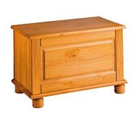 Coffre de rangement enfant avec porte rabattable en pin massif coloris Miel - Longueur 70 x Profondeur 39 x Hauteur 46 cm --