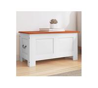 Coffre de rangement et couvercle marron et blanc bois d'acacia364918
