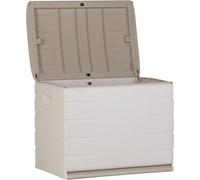 Coffre de Rangement Extérieur, 190 L, Résine, 60x53x61 cm, Beige et Taupe, Cadenassable, avec Roulettes