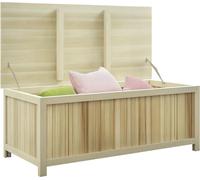 Coffre de rangement extérieur en bois - Coffre de jardin - Étanche - 172 L - Couvercle à charnières - 120×55×45 cm - Bois naturel