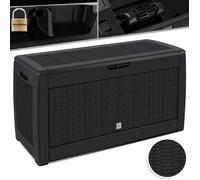 Boîte de rangement KESSER® pour coussins, 310 litres, avec roulettes, couvercle rabattable, poignées, aspect rotin, coffre de jardin, coffre de jardin résistant aux intempéries, boîte de rangement