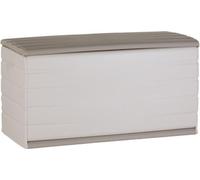 Coffre de Rangement Extérieur Intérieur Plastiken, 350L, Beige, Cadenassable, avec Roulettes