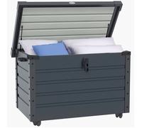 Outsunny Coffre de rangement extšŠrieur 295L coffre de jardin avec roulettes, všŠrin š€ gaz et poignšŠe, en acier galvanisšŠ, 100 x 62 x 65 cm, gris