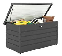 Outsunny Coffre de rangement exterieur XXL 311L, coffre de jardin acier galvanisšŠ 120x62x62cm verrouillable etanche všŠrins š€ gaz, malle de rangement extšŠrieur intšŠrieur jardin terrasse, gris fonc