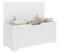 Coffre de rangement - HOMCOM - 2 charnières de sécurité et design sans poignée - bois - 100x40x45cm - blanc