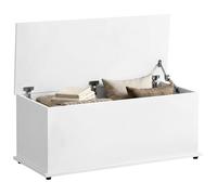 Coffre de rangement - HOMCOM - banc avec couvercle rabattable charnières sécurité entrée couloir - bois - 100x40x40cm - blanc