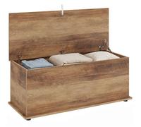 Coffre de rangement - HOMCOM - couvercle rabattable et charnières de sécurité - panneaux de particules - 100 x 40 x 40 cm - marron