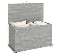 Coffre de rangement - HOMCOM - couvercle rabattable et charnières de sécurité - panneaux de particules - 80 x 40 x 45 cm - gris