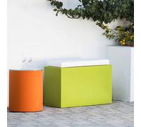 COFFRE DE RANGEMENT HYDROFUGE JARDIN POUF TABOURET COUVERCLE AMOVIBLE BLANC