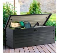 Coffre De Rangement Métal Verrouillable Gris Anthracite Pour Jardin 600l 165x70x63 Cm Gris