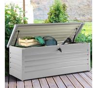 Coffre De Rangement Métal Verrouillable Gris Clair Pour Jardin 600l 165x70x63 Cm Gris