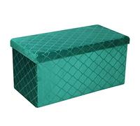Coffre de rangement ottoman pliable en velours pressé pour siège de chaise, repose-pieds, banc (76 cm x 38 cm, vert émeraude)