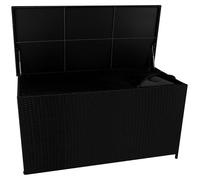 Coffre de rangement pour coussins en rotin, 700 litres, couleur noire