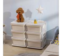 Coffre de rangement pour enfants blanc crème, 3 tiroirs, rangement pour chambre d'enfant, coffre à jouets en plastique | 75 x 37 x 56,5 cm | jusqu'à 10 kg | bords arrondis