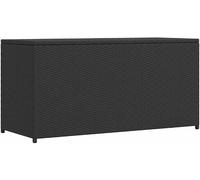Coffre de rangement pour jardin, noir, 120x50x60 cm, en polyrotin, résistant aux intempéries. Boîte de rangement idéale pour le jardin, la terrasse et le balcon, avec poignée, charnières, serrure et c