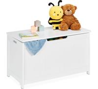 Coffre de rangement Relaxdays avec couvercle, grand coffre à jouets, chambre d'enfant, jouets, dimensions 45 x 80 x 40 cm, MDF, blanc