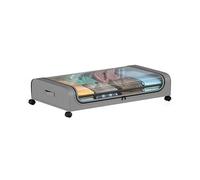 Coffre de rangement sous lit, arceau courbé avec roulettes et couvercle transparent, en tissu Oxford + PVC, gris