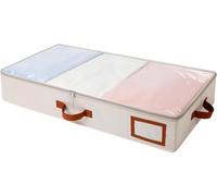 Coffre de rangement sous lit avec fenêtre transparente et poignée - 75 x 42 x 16 cm - Poignée renforcée pliable pour couvertures - Vêtements - Literie - Oreillers