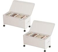 Coffre de rangement sous lit avec roulettes - Coffre de rangement - Coffre de rangement pliable sous lit avec couvercle - Structure métallique - Organiseur de rangement sous lit pour vêtements et chau