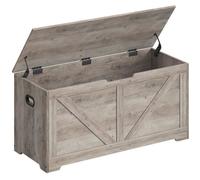Coffre de rangement - VASAGLE - Grège Chiné - Banc à chaussures - Imitation grange - 100 x 40 x 46 cm