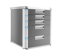 Coffre Documents à Clé 5 Tiroirs, Boîte Archives Aluminium A4, Classeur Rangement Bureau Maison, 2 Hauteurs 5cm 10cm Capacité 10kg, Sécurité Verrouillable, Gris 35x31.5x40.5cm