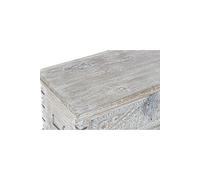 Coffre en bois de manguier et laiton coloris blanc vieilli - Longueur 88 x Profondeur 40 x Hauteur 45 cm --