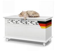 Coffre en bois Jersey CASARIA® Blanc vintage XXL espace de rangement banquette boîte Commode coffre à linge blanc 80x40cm