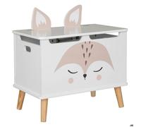 Atmosphera - Coffre Enfant Renard - Bois et pin - Blanc - 53x54-5 cm