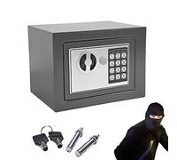 Coffre Fort, 4,6L Petit Coffre-fort de Sécurité Electronique avec Clavier Numérique et 2 urgence, Meubles Coffre Fort Pour Protection de l'argent, Bijoux, Passeports, 23 x 17 x 17cm, Gris