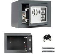 Coffre-Fort 4,6L, Petite Coffres forts électroniques avec 2 Clés d'urgence et Clavier Numérique, Deux Boulon de Verrouillage,Gris