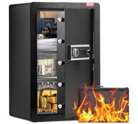 VEVOR Coffre-fort à Porte Simple 99 L, 2 Façons de Déverrouillage t Mot de Passe), avec Sac Ignifuge, Porte-Clés, Lumière LED et 2 Étagères, pour Argent, Documents, Bijoux, Objets de Valeur