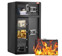 VEVOR Coffre-fort double porte 204 L – Mot de passe, sac ignifuge, LED, 2 séparateurs – Noir