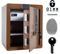 Coffre-fort biométrique blindé pour la maison avec empreinte digitale 45 x 38 x 32 cm Marron