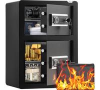 Coffre-fort de meubles avec mot de passe et serrure offre-fort en acier de sécurité avec système d'alarme et éclairage LED - Séparateur réglable en hauteur - Design anti-mouvement