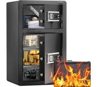 Coffre-fort de meubles sécurisé Noir - Coffre-fort à double porte avec alarme - serrure à clé & mot de passe - 42x38x70 cm - Coffre-fort de meubles pour la maison