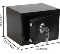 Coffre-fort de sécurité 4,6 l - Coffret de rangement mural - Acier épais, 3 clés, revêtement en feutre, pour la maison, le bureau ou l'hôtel - Noir