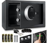 Coffre-fort électrique M – Coffre-fort avec lecteur d'empreintes digitales, dimensions 20x31x20 cm | Coffre-fort en acier avec code numérique t 2 goupilles de verrouillage – Coffre-fort à intégr