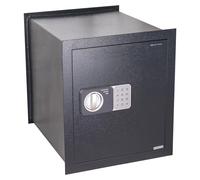 Coffre-fort électronique à fixer au mur - Profondeur réglable de 15 à 25 cm - Capacité de 32,5 litres - Acier au carbone - Noir