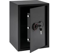 Coffre-fort électronique haute sécurité - Tôle d'acier et acier massif - Système d'alarme - Deux niveaux - Code e secours + bouton rotatif - Protection antirouille - Noir