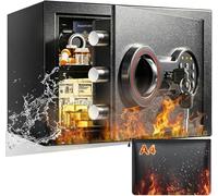 Coffre-fort électronique Klein de 25 litres, coffre-fort domestique avec serrure à combinaison et e secours, coffre-fort en acier résistant au feu et aux cambriolages, à fixer au mur, idéal pour