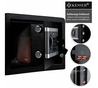 Coffre-fort électronique noir - KESSER - Serrure à combinaison - 2 clés de secours - Alarme 130 dB - Profondeur 40 cm