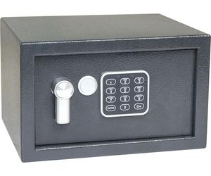 Coffre-fort en acier RS.18.EDK avec serrure électronique, clavier numérique et levier d'ouverture, gris