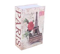 Coffre-fort en Forme de Livre avec Serrure à Combinaison, Casier à Monnaie, Coffre à Bijoux avec Clé, 18 x 11,5 x 5,5 cm, Thème Tour Eiffel