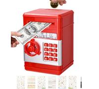 Coffre-Fort Enfant,ATM Tirelire électronique pour Enfants,Mini ATM Tirelire | Money Box Automatique Faire Défiler avec Smart Voice Autocollants Mignons Cadeau Bleu Clair