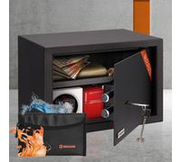Coffre-fort familial avec serrure à double panneton - 25 x 35 x 25 cm, coffre-fort de sécurité avec plateau amovible - Coffre-fort haute sécurité, adapté au format A4 et aux ordinateurs portables