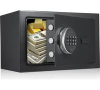 Coffre-fort ignifuge & étanche avec système d'alarme, clavier et 2 clés de rechange - Boîte de sécurité numérique pour documents, argent et bijoux