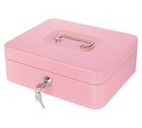 Coffre-fort métallique avec serrure | Portable | 25 x 20 x 9 cm | Rose