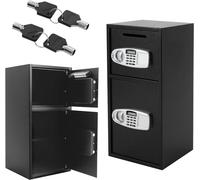 Coffre-fort numérique de grande taille avec combinaison numérique, coffre-fort à double porte avec serrure à clé, idéal pour les documents, l'argent, les bijoux et autres objets de valeur, dimensions 